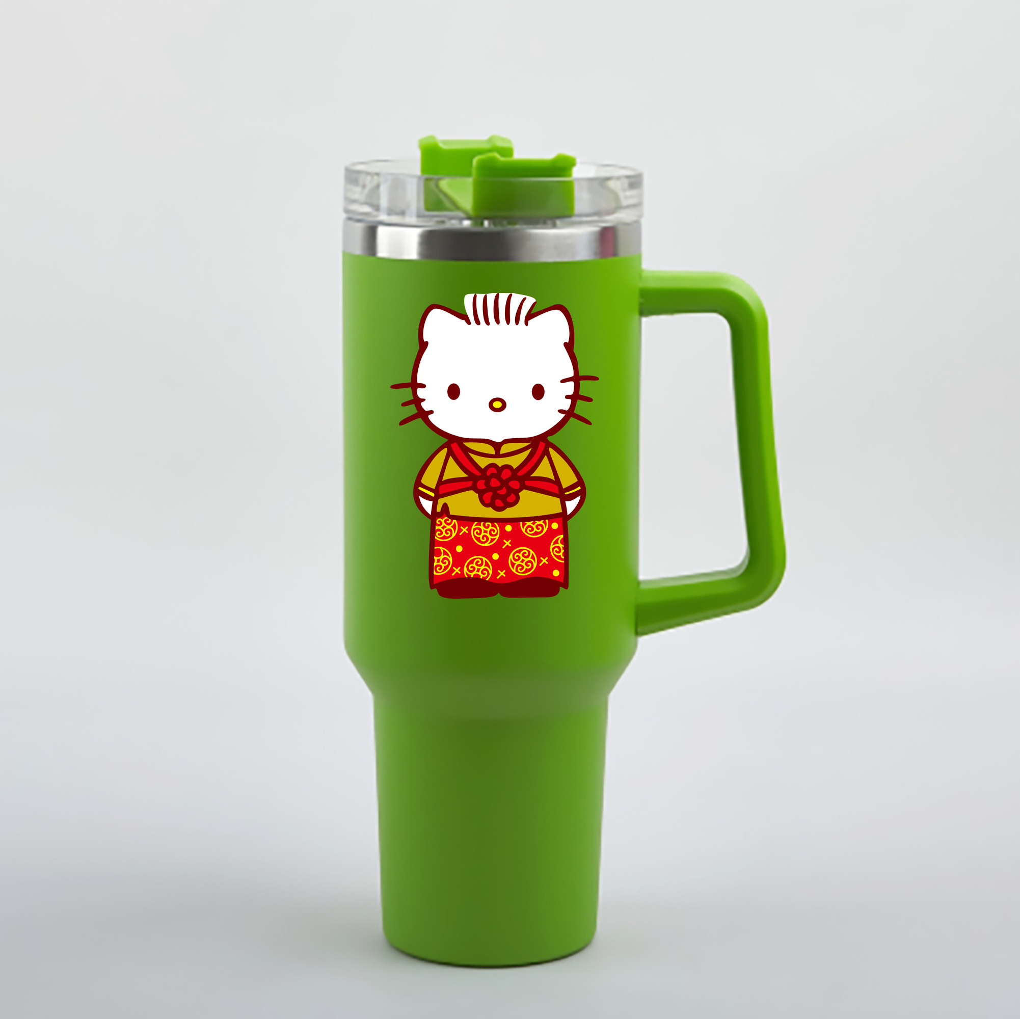 （画像用） Hello Kitty ハローキティ 1200mL車用タンブラー - クリスタルステッカー（プラスチックストロー付き）